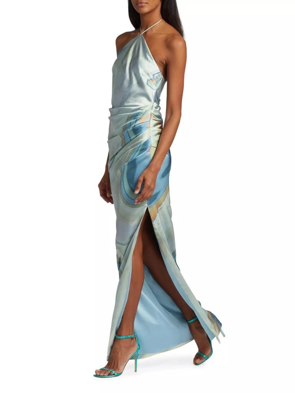 Jonathan Simkhai Elegant Satin 
Gown in Laguna Blue